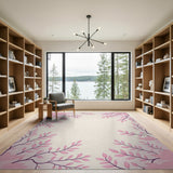 Delicate Pink Blossom Branch Border Rug