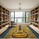ODIKA Golden Guitar on Vintage Sheet Music Area Rug