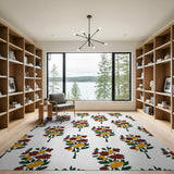 Maroon Mustard Floral Bloom Area Rug