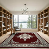 Red Ornate Maroon Medallion Persian Area Rug