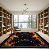 Orange Fiery Basketball Court Area Rug