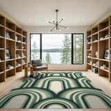 Layered Green Arch Geometric Area Rug