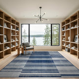 Blue and Teal Navy Grey Striped Geometric Area Rug