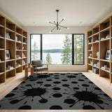 Black Ink Splatter Grey Area Rug