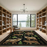 Elk Bear Woodland Forest Rug