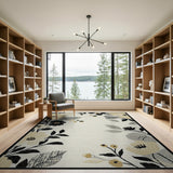 Beige Black Floral Vintage Area Rug