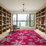 Red Festive Red Snowflake Pattern Area Rug