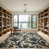 Ornate Acanthus Leaf Beige Area Rug