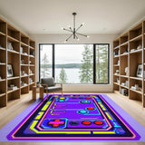 Neon Purple Retro Game Controller Area Rug