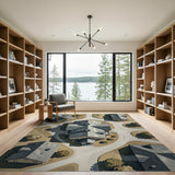 Aerial Rustic Cabins Village Area Rug
