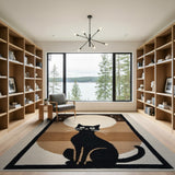 Black Cat Moon Night Area Rug