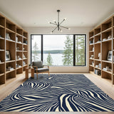 Black White Swirling Zebra Area Rug
