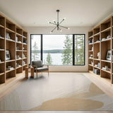Beige and Neutral Beige Organic Wave Abstract Area Rug
