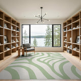 Abstract Area Abstract Green Wave Area Rug