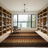 Brown and Tan Brown Tan Woven Geometric Area Rug