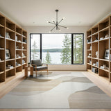 Abstract Beige Organic Wave Area Rug