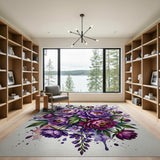 Purple Peony Watercolor Bouquet Area Rug