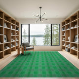 Green Green White Gingham Checkered Area Rug