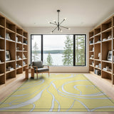Yellow Abstract Swirl Area Rug