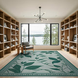 Vintage Green Leaf Vine Area Rug