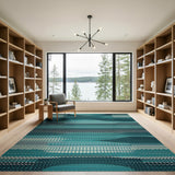 Blue and Teal Wave Blue Teal Abstract Wave Area Rug
