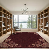 Floral Vintage Deep Red Floral Vintage Area Rug
