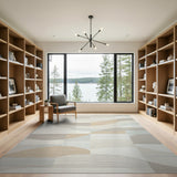 Abstract Geometric Wave Rug in Beige Neutrals