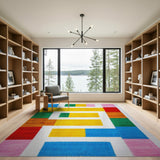 Multi-color and Patterns Vibrant Geometric Color Block Area Rug