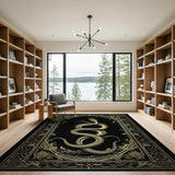 Coiled Golden Dragon Art Nouveau Area Rug