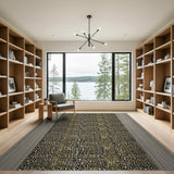 Golden Leopard Print Area Rug with Silver Borders