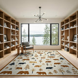 Rustic Woodland Bears Trees Rug