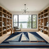 Navy Sailboat Nautical Area Rug