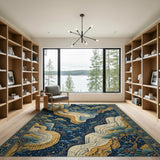 Starry Waterfall Mountains Persian Rug