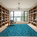 Geometric Modern Teal Trellis Geometric Area Rug