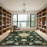 Emerald Green Floral Vintage No. 2 Area Rug
