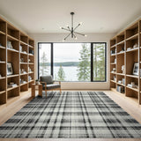 Distressed Black White Plaid No. 7 Area Rug