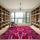 Pink Vibrant Pink Mandala Floral Area Rug
