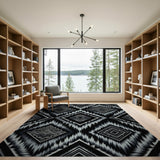Southwestern Black and White Black White Geometric Southwestern Area Rug