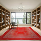 Bold Red Geometric Wave Area Rug