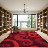 Abstract Area Hypnotic Red Swirl Abstract Area Rug
