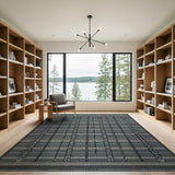 Geometric Modern Black White Geometric Grid Woven Area Rug