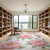 Pink Peony Songbird Floral Area Rug