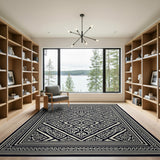 Intricate Black White Persian Geometric Area Rug
