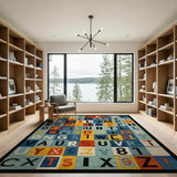 Vibrant Alphabet Numbers Kids Area Rug