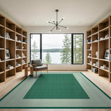 Green Geometric Grid Border Area Rug