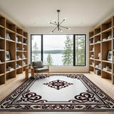Beige and Neutral Ornate Traditional Persian Border Area Rug