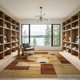 Geometric Bear Face Area Rug in Brown Tan
