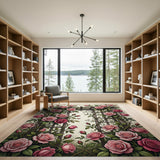 Pink Vintage Pink Rose Trellis Area Rug