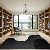 Beige Neutral Abstract Wave Area Rug