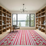 Vibrant Pink Striped Rug with Braided Motifs